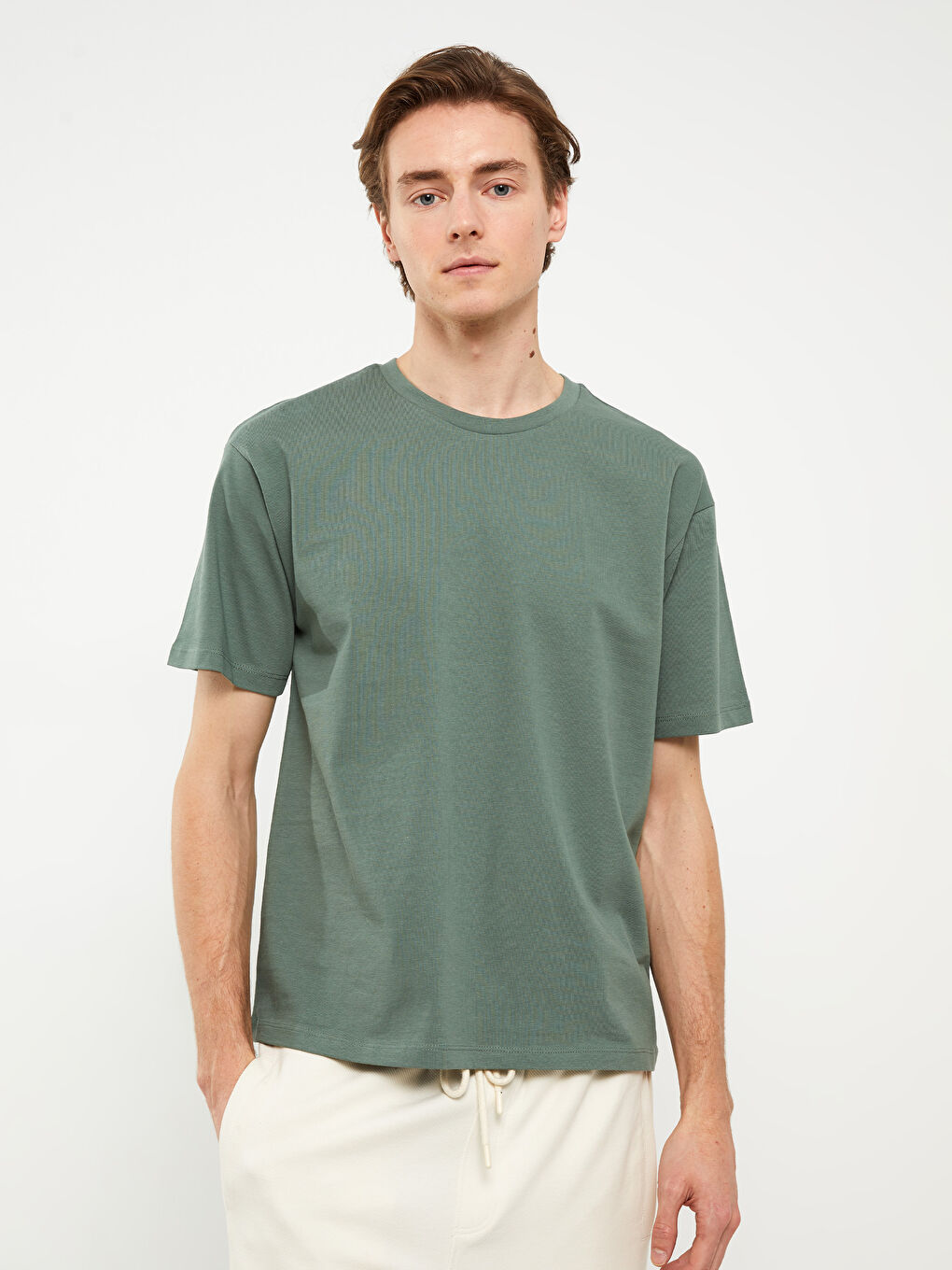 Yeşil Bisiklet Yaka Penye Erkek Tişört