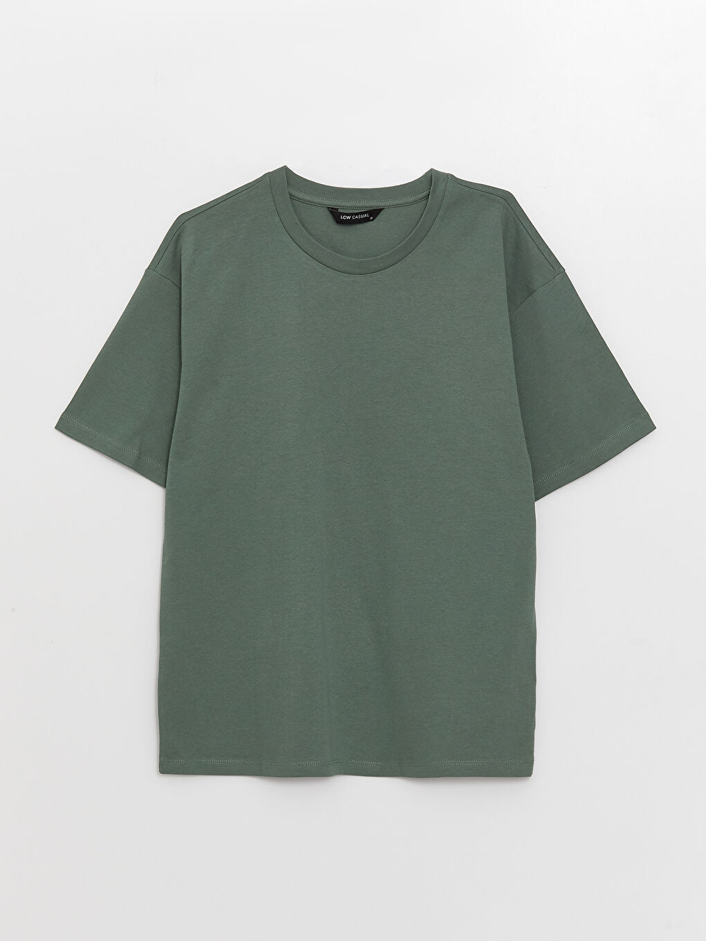 Yeşil Bisiklet Yaka Penye Erkek Tişört-5