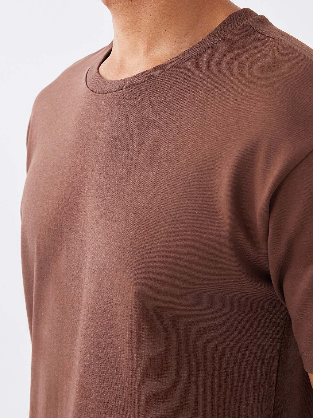 Kahverengi Bisiklet Yaka Penye Erkek Tişört-3