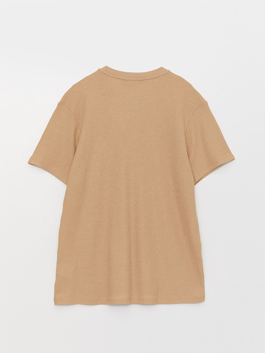 Bej Bisiklet Yaka Kısa Kollu Erkek Tişört-6