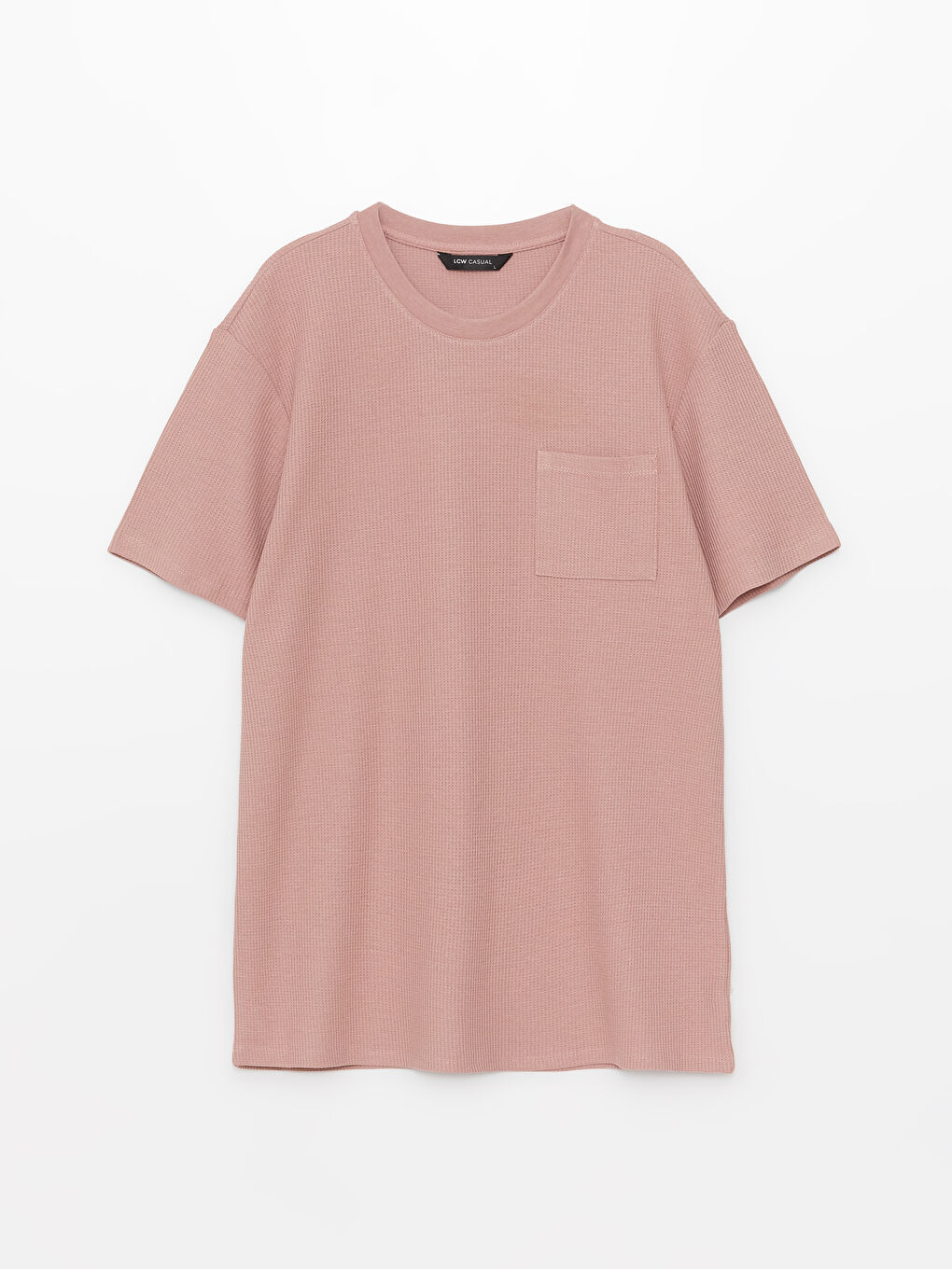 Pembe Bisiklet Yaka Kısa Kollu Erkek Tişört-5