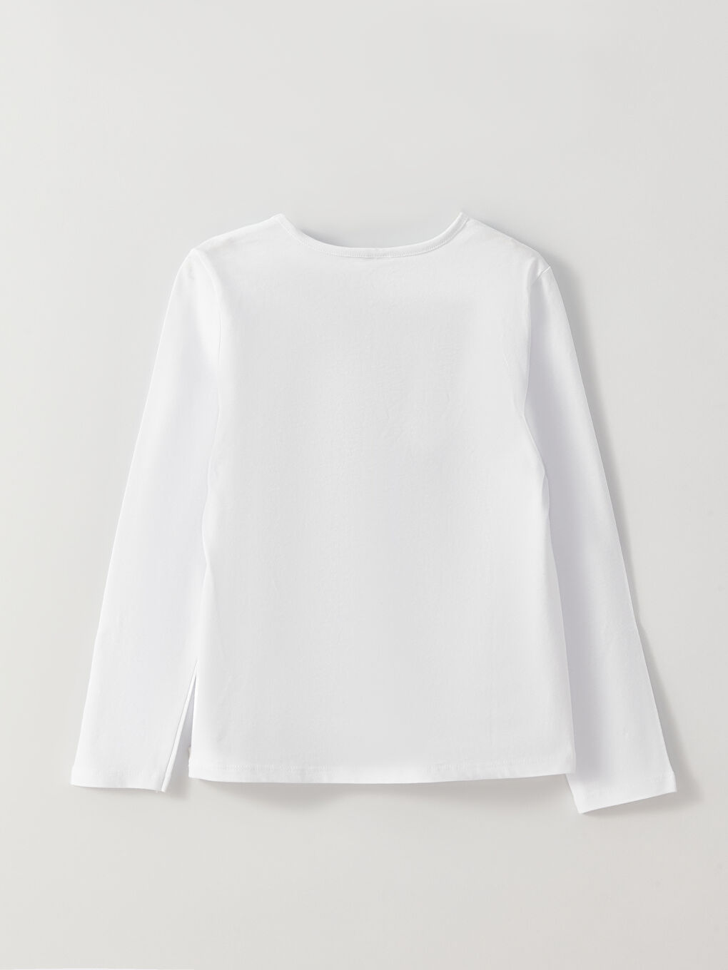 Қыздарға арналған ұзын жеңді принтті дөңгелек жағалы футболка-1