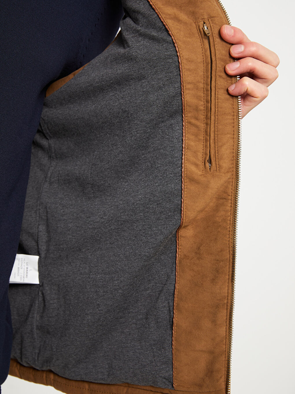 Slim Fit Standing Collar Suede Men's Vest-3