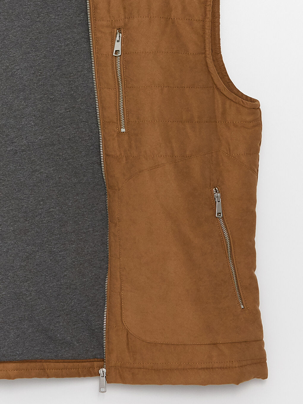 Slim Fit Standing Collar Suede Men's Vest-6