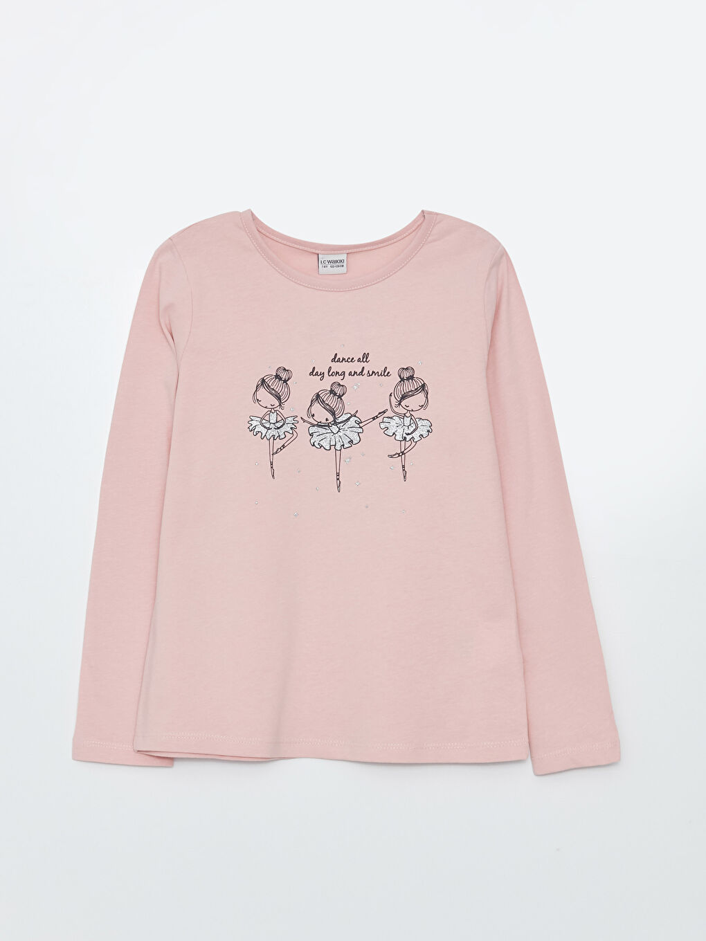 LCW Kids Crew Neck Printed Long Sleeve Girls' T-Shirt -S32595Z4-G3G