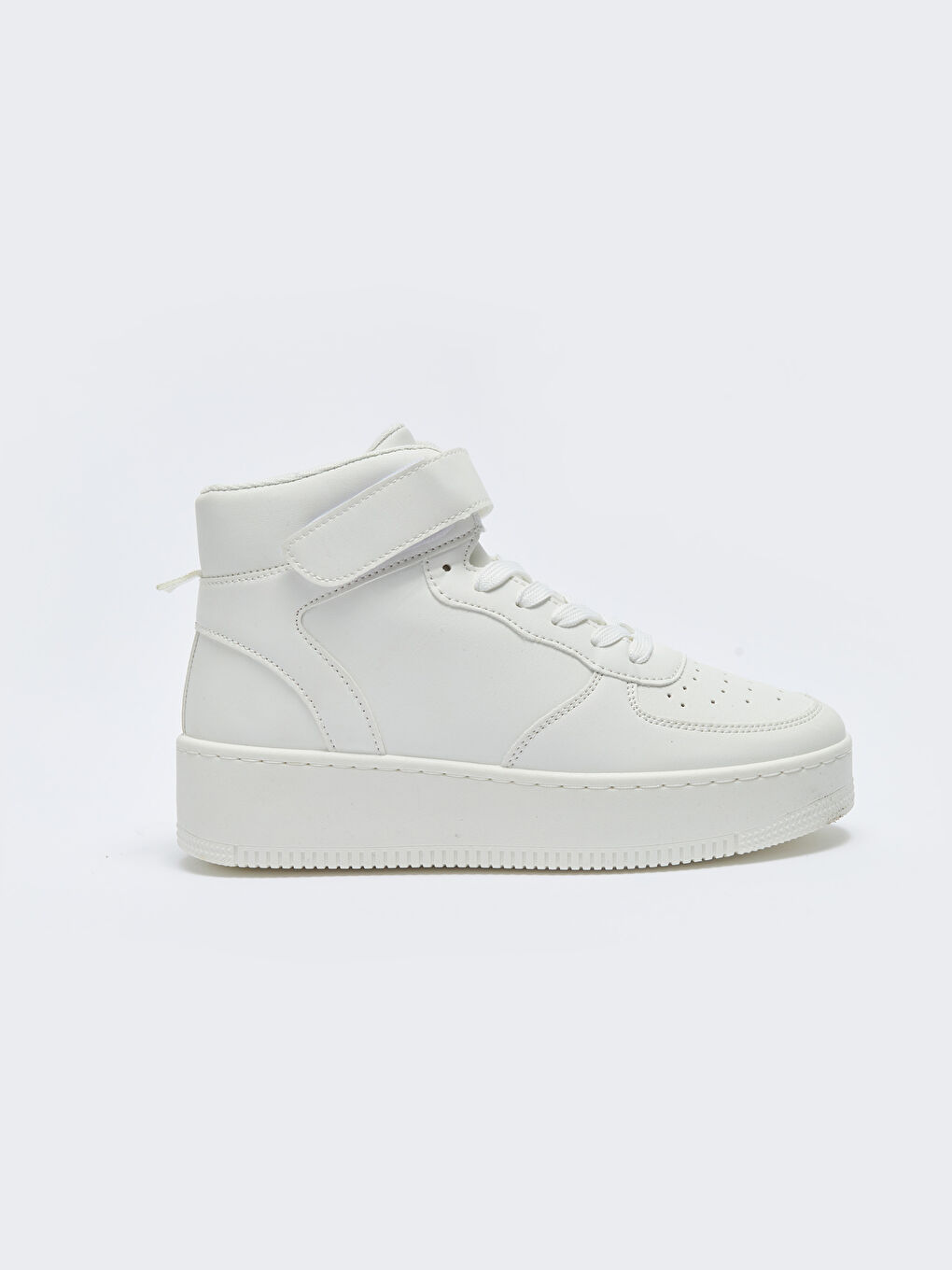 Beyaz Bağcıklı Bilek Boy Kadın Spor Ayakkabı-1