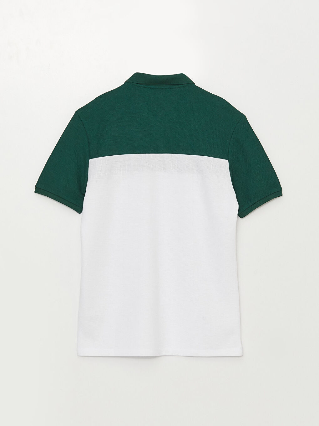 Yeşil Polo Yaka Kısa Kollu Renk Bloklu Pike Erkek Tişört-6