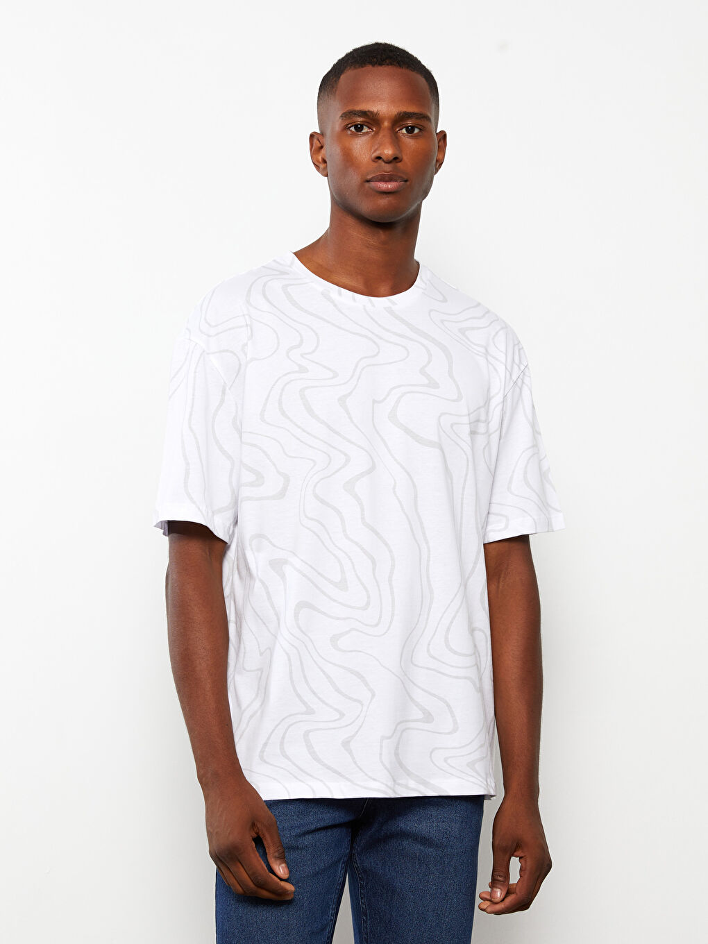 Футболка с круглым вырезом, коротким рукавом и принтом для мужчин