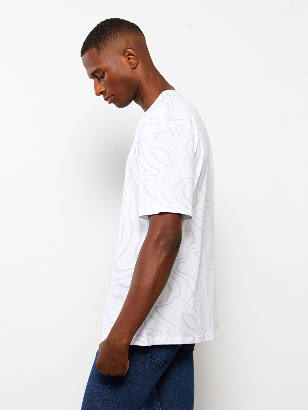 Футболка с круглым вырезом, коротким рукавом и принтом для мужчин-1