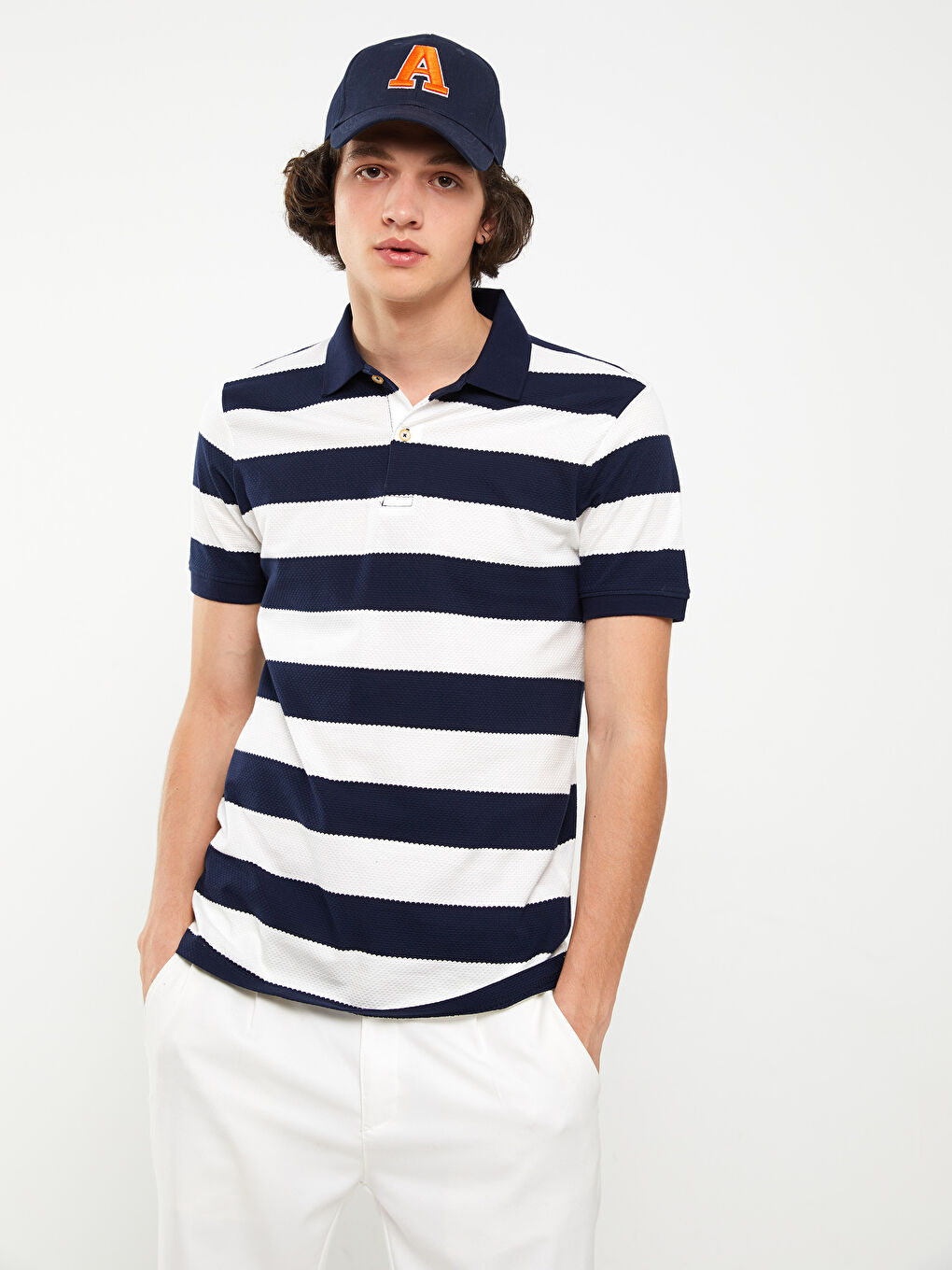 Polo Neck Short Sleeve Color Block Men's T-Shirt-1