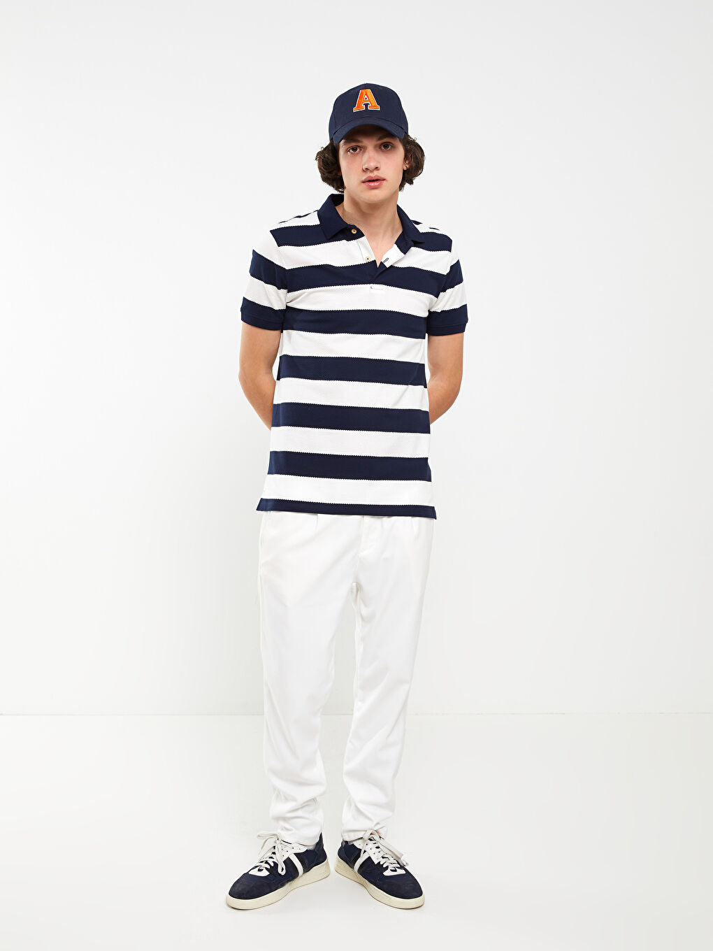 Polo Neck Short Sleeve Color Block Men's T-Shirt-2