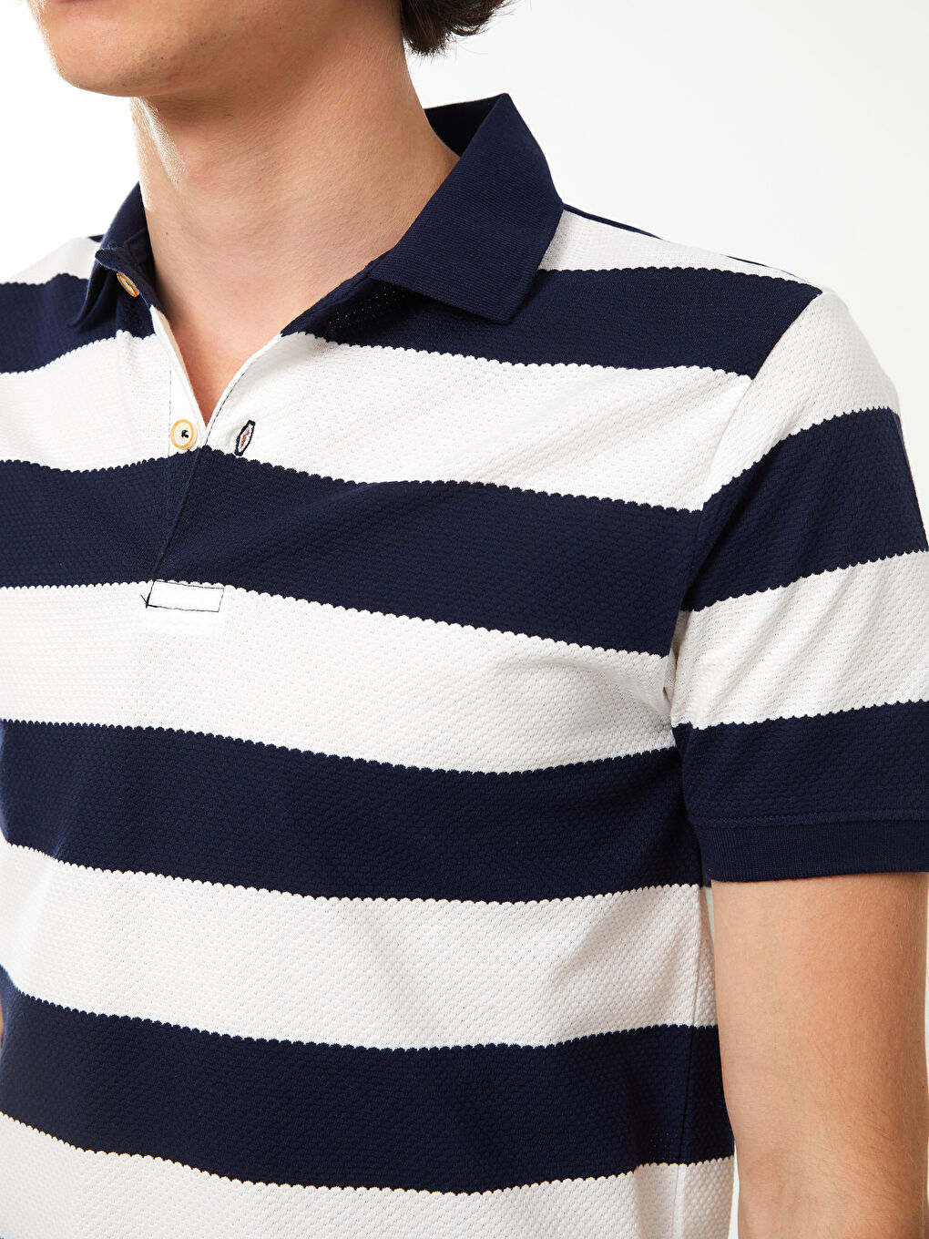 Polo Neck Short Sleeve Color Block Men's T-Shirt-3