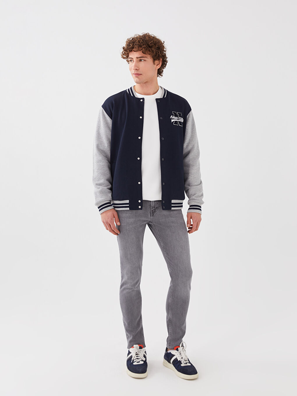 Relaxed Fit Long Sleeve Men's Thick College Jacket -S32684Z8-HRZ