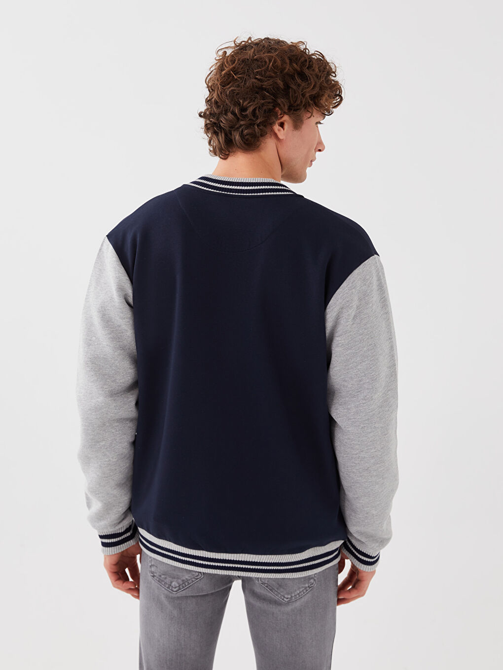 Relaxed Fit Long Sleeve Men's Thick College Jacket -S32684Z8-HRZ
