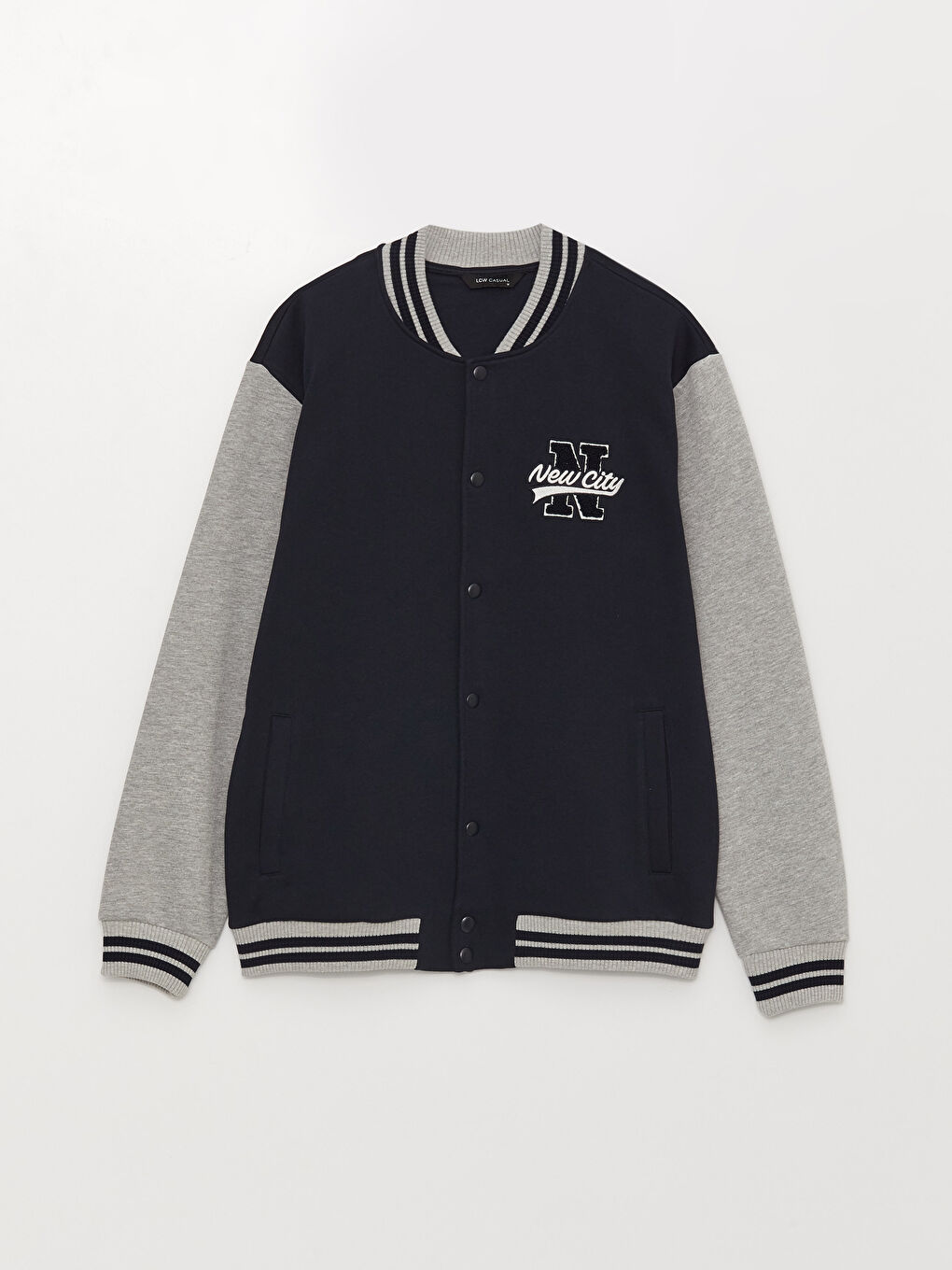 Relaxed Fit Long Sleeve Men's Thick College Jacket -S32684Z8-HRZ