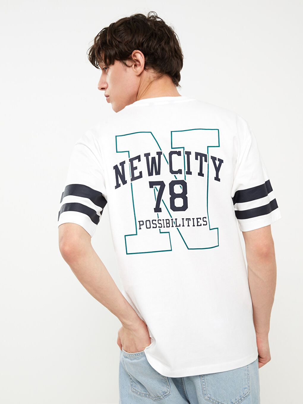 Crew Neck Long Sleeve Printed Men's T-Shirt