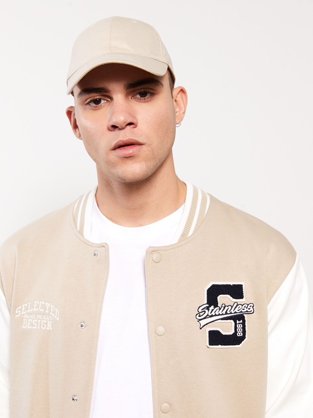 Bej Rahat Kalıp Uzun Kollu Erkek Kalın Kolej Ceket-5