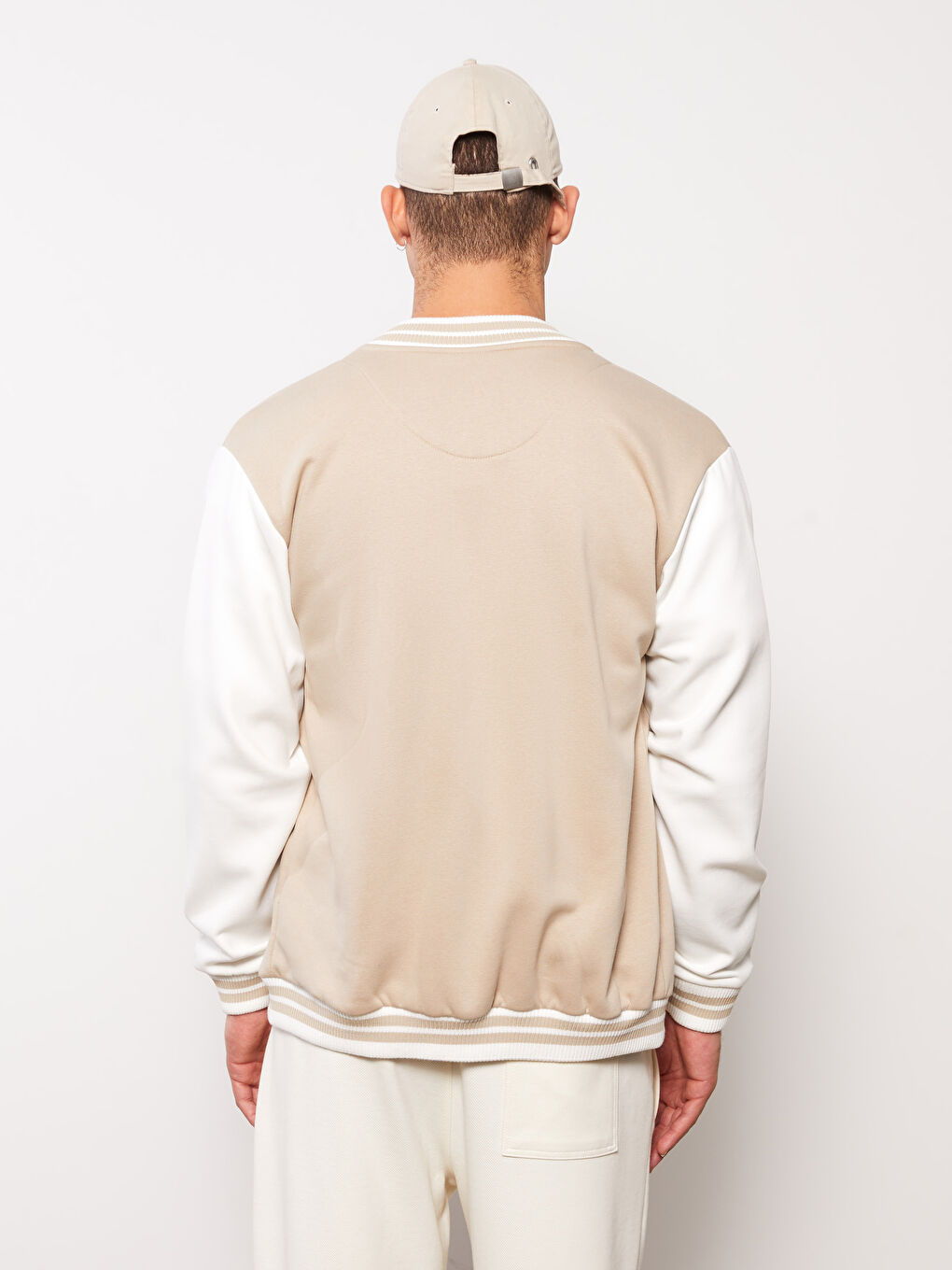 Bej Rahat Kalıp Uzun Kollu Erkek Kalın Kolej Ceket-7