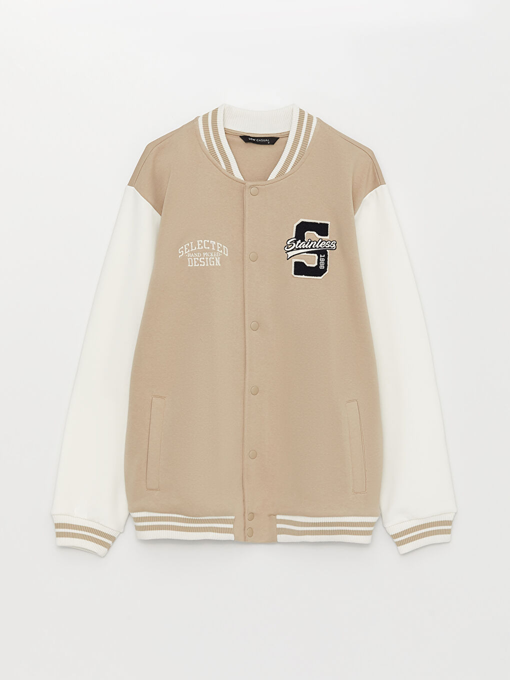 Bej Rahat Kalıp Uzun Kollu Erkek Kalın Kolej Ceket-8