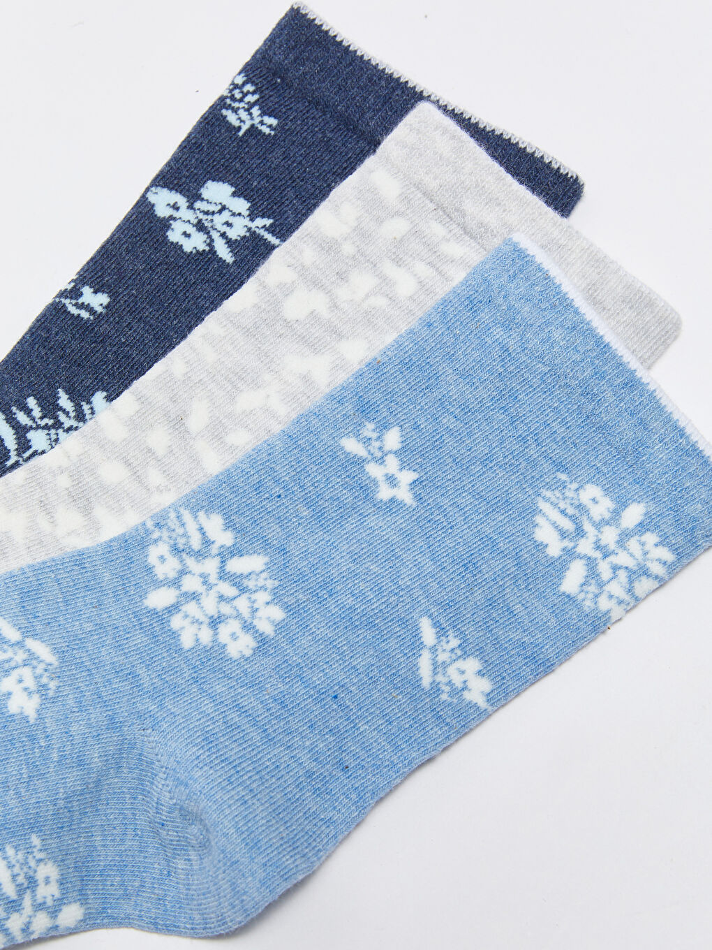 Mavi Desenli Kadın Soket Çorap 3'lü-2