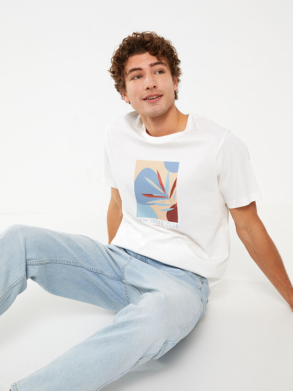 Crew Neck Short Sleeve Printed Combed Cotton Men's T-shirt