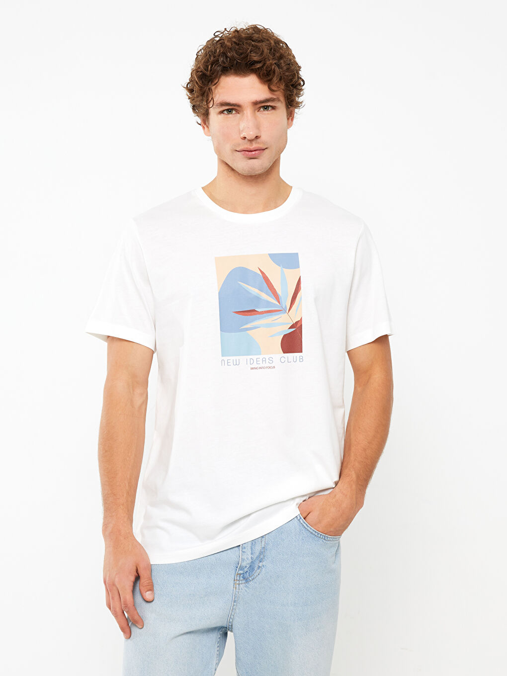 Crew Neck Short Sleeve Printed Combed Cotton Men's T-shirt-1