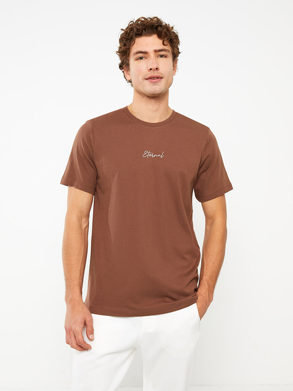 Crew Neck Short Sleeve Embroidered Jersey Men's T-Shirt-1