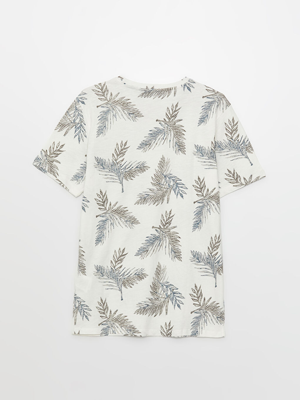 Ekru Bisiklet Yaka Kısa Kollu Baskılı Penye Erkek Tişört-5