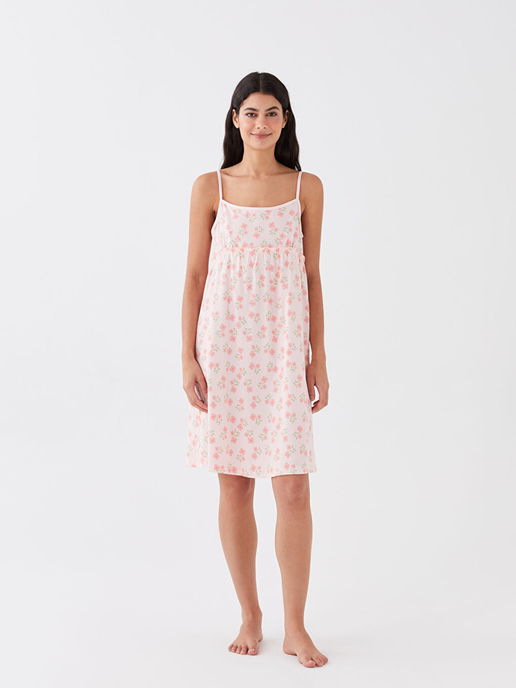 U Neck Patterned Strappy Women's Nightdress -S32717Z8-LSZ