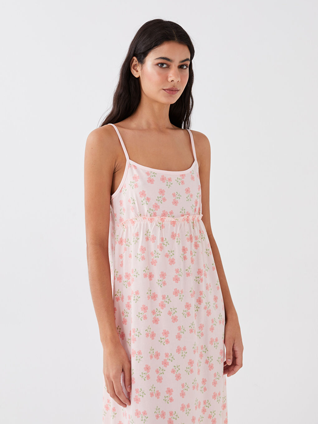 U Neck Patterned Strappy Women's Nightdress -S32717Z8-LSZ