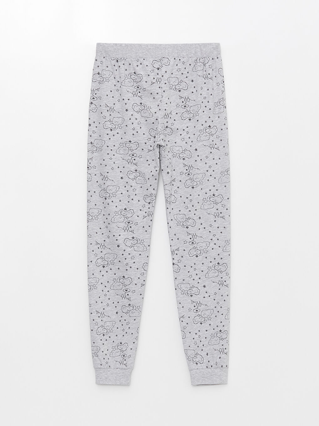 Gri Beli Lastikli Desenli Kadın Jogger Pijama Alt-5