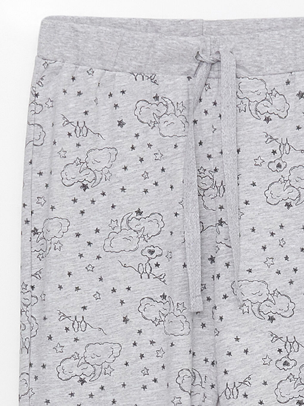 Gri Beli Lastikli Desenli Kadın Jogger Pijama Alt-6