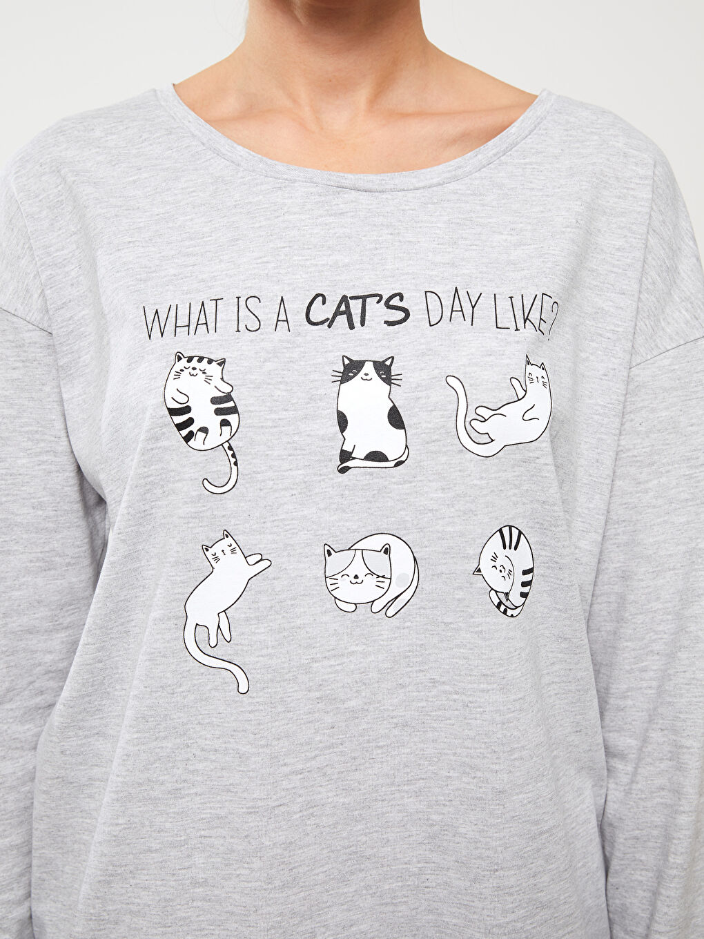 Crew Neck Printed Long Sleeve Women's Pyjama Set-3