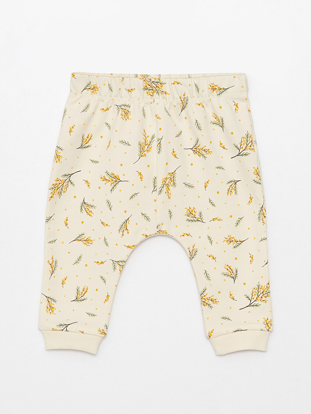 Ekru Bebe Yaka Uzun Kollu Desenli Kız Bebek Sweatshirt ve Pantolon 2'li Takım-5