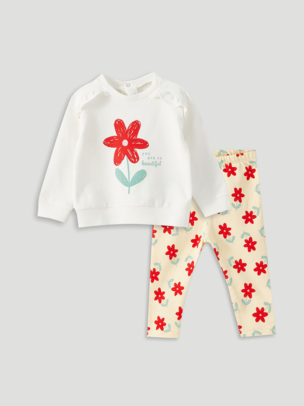 Комплект из свитшота с круглым вырезом и длинными рукавами с принтом и колготок для малышек девочек, 2 шт.