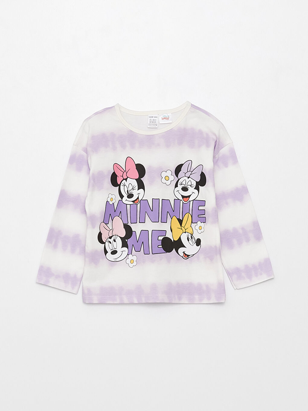 Crew Neck Long Sleeve Minnie Mouse Printed Baby Girls' Pyjama Set-1
