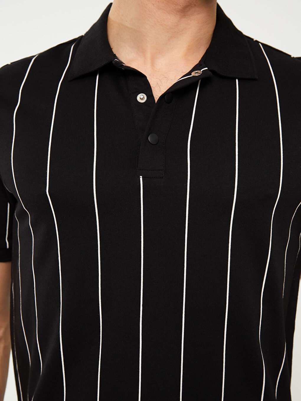 تي شيرت رجالي بياقة بولو كم قصير مخطط جيرسي-3