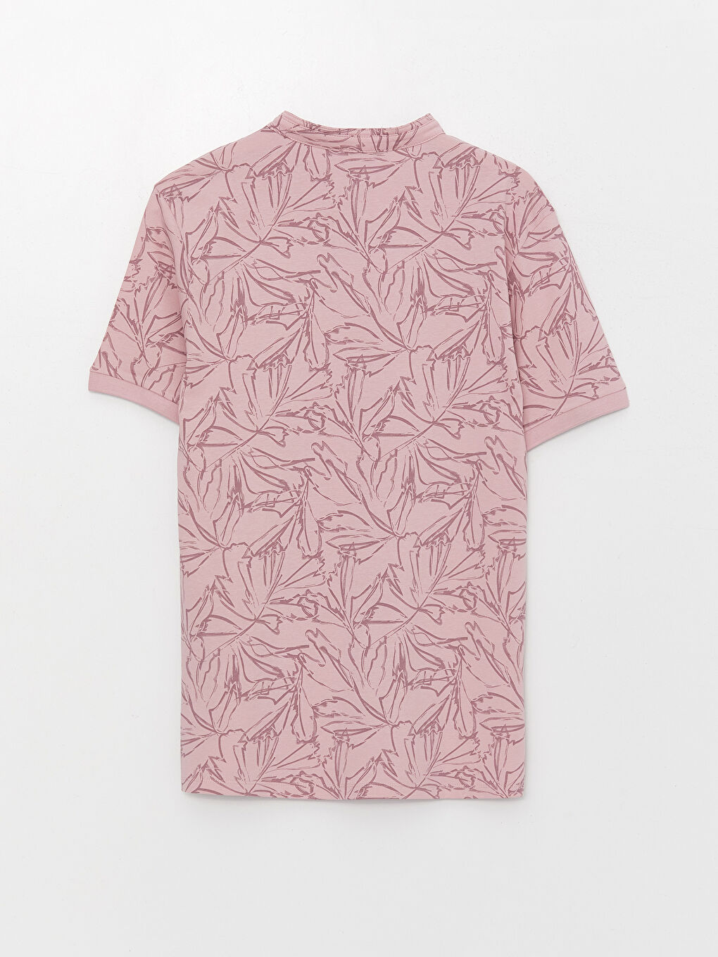 Pembe Hakim Yaka Kısa Kollu Desenli Erkek Tişört-6