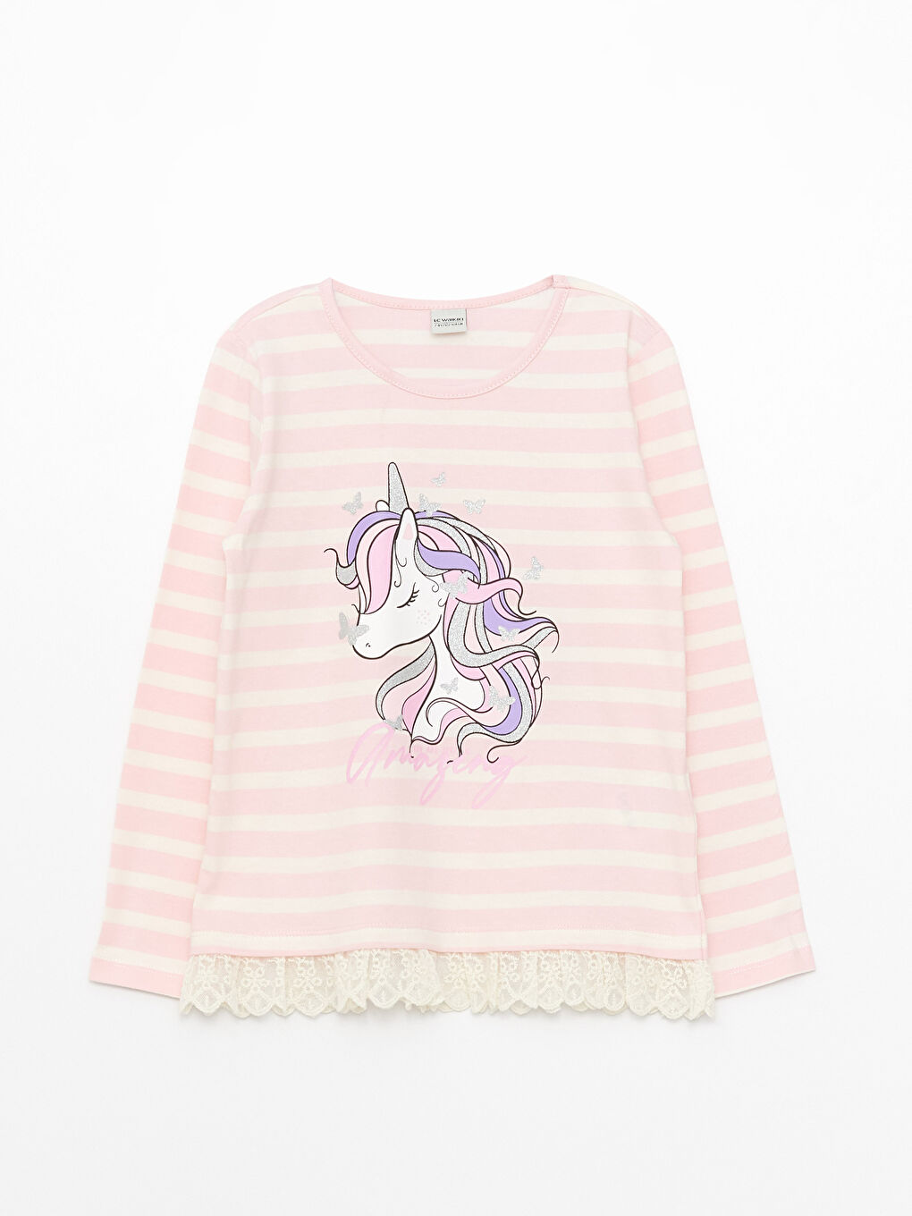 Қыздарға арналған ұзын жеңді принтті дөңгелек жағалы футболка