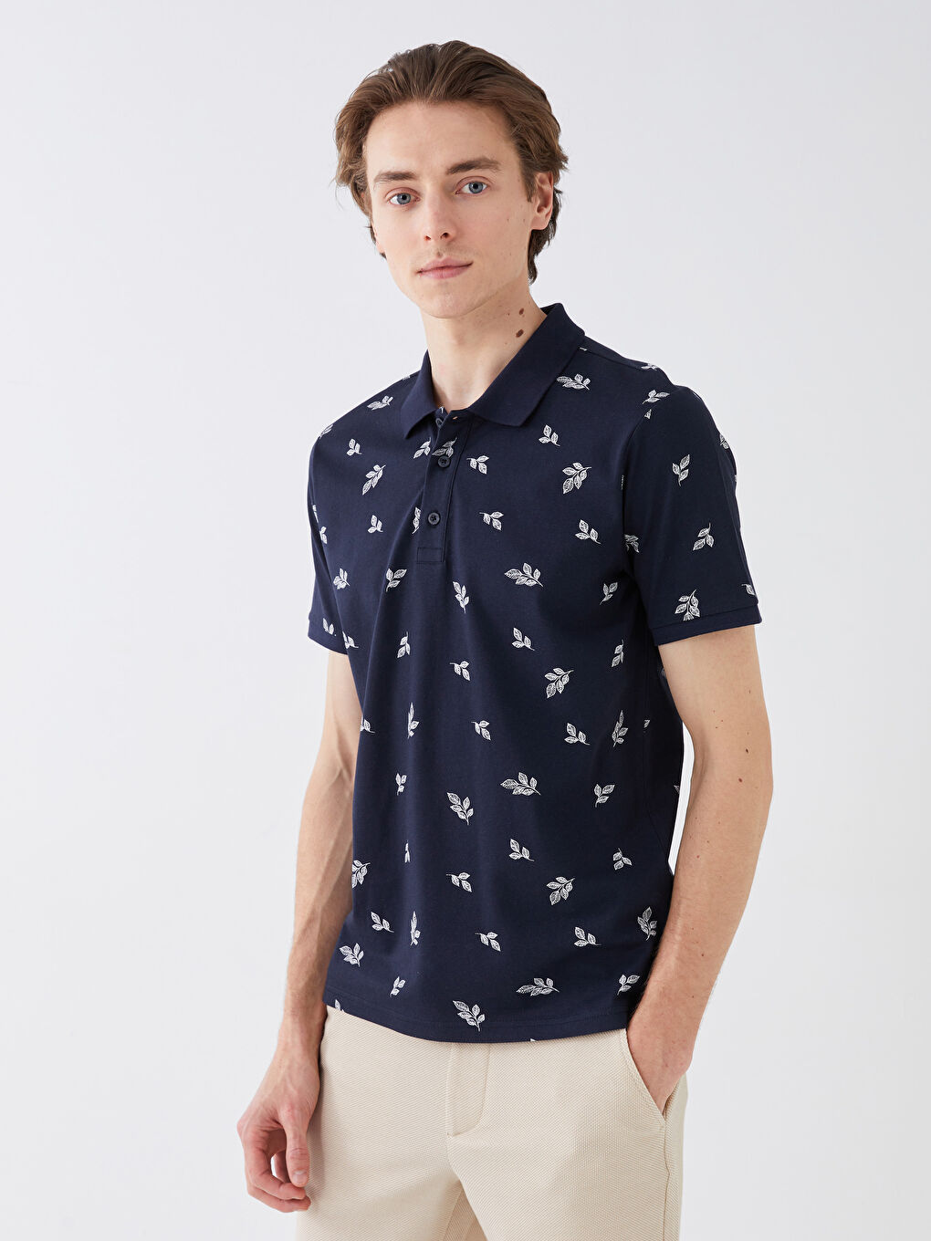 Tricou pentru Bărbați cu Guler Polo, Mânecă Scurtă, Cu Model, din Jerseu