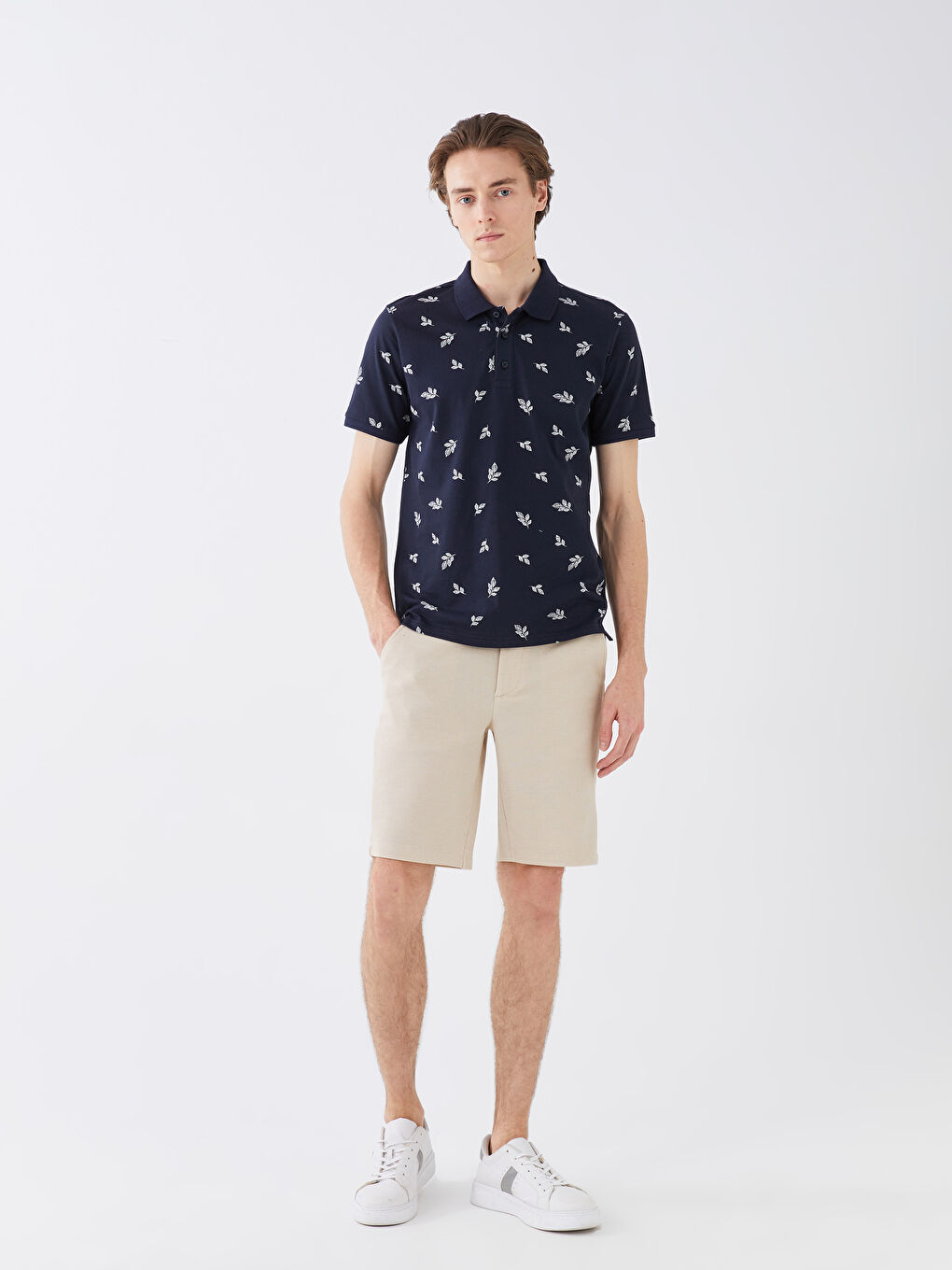 Tricou pentru Bărbați cu Guler Polo, Mânecă Scurtă, Cu Model, din Jerseu-2