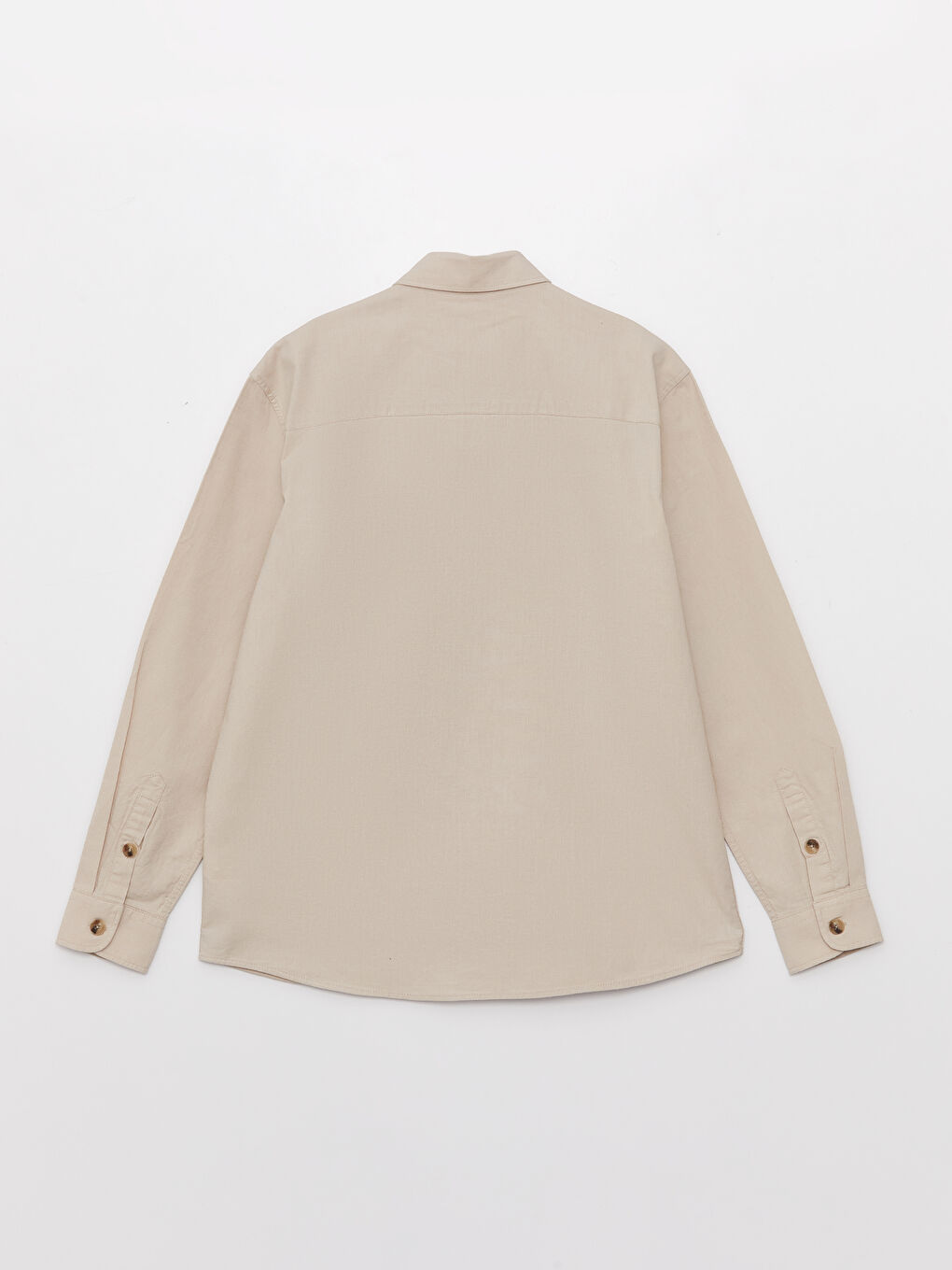 Bej Regular Fit Uzun Kollu Keten Karışımlı Erkek Gömlek Ceket-9