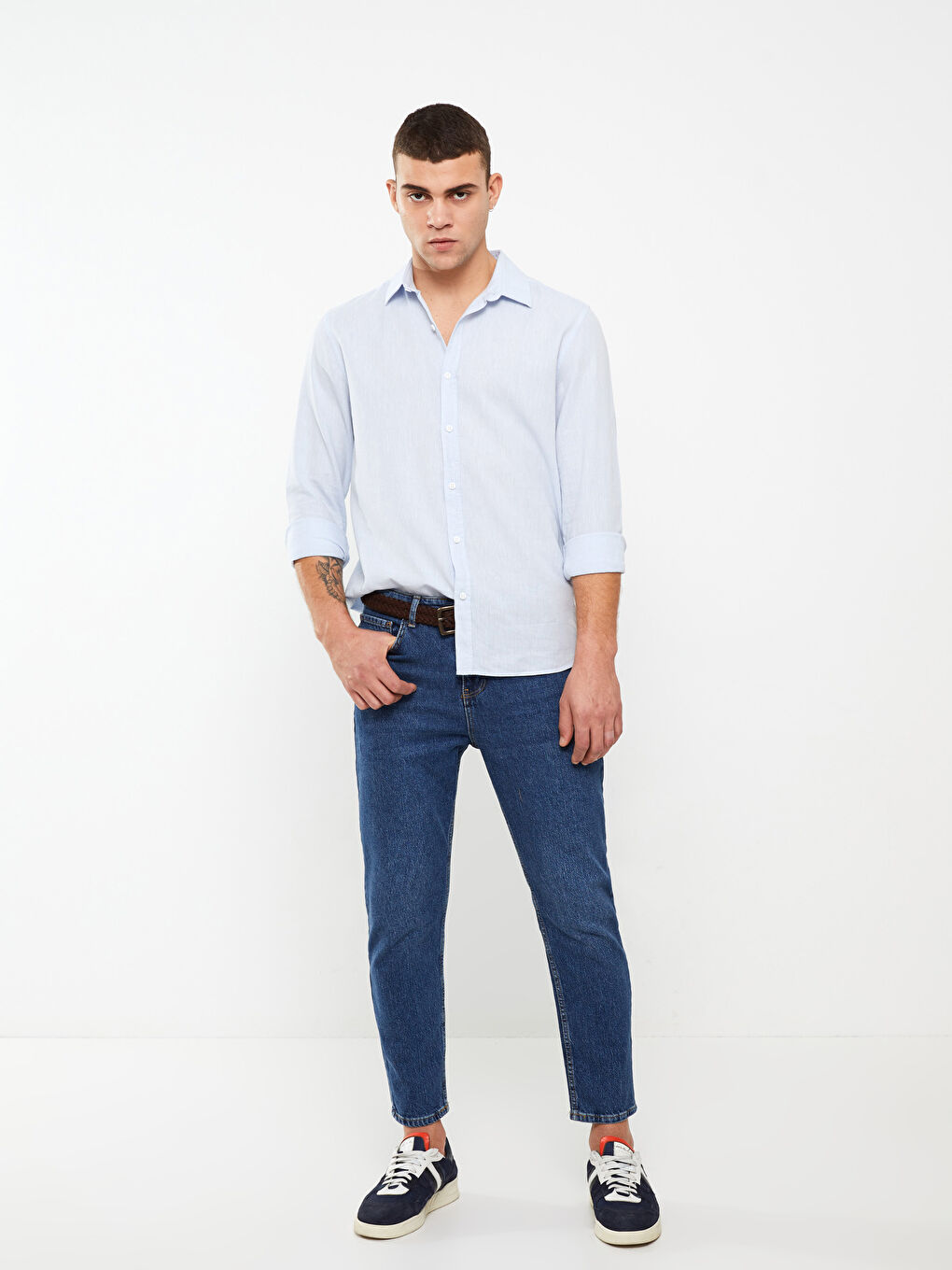 Mavi Regular Fit Uzun Kollu Keten Karışımlı Erkek Gömlek-2