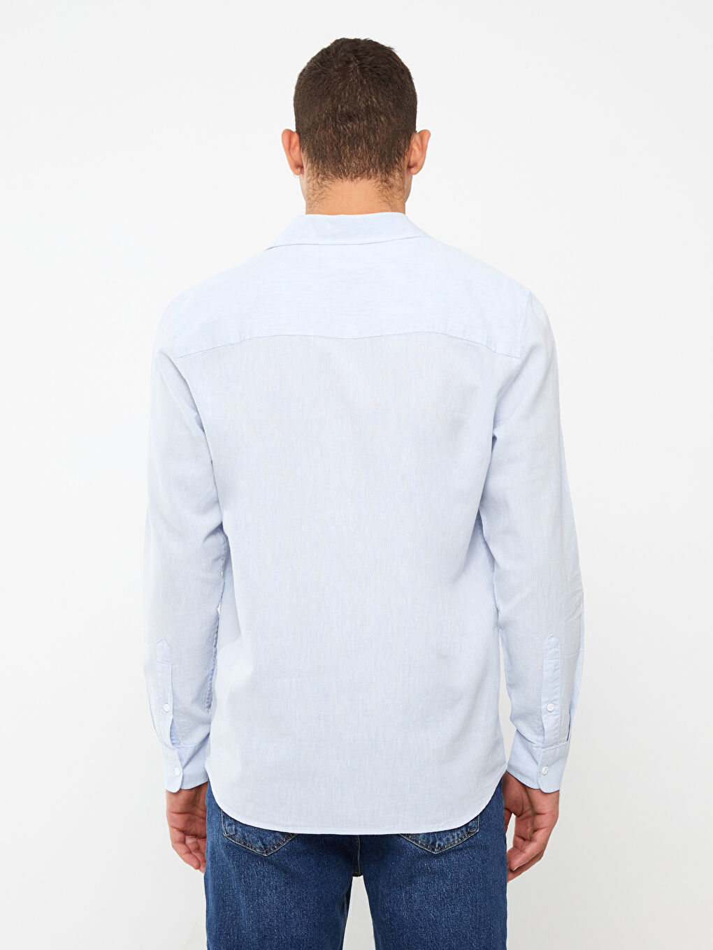 Mavi Regular Fit Uzun Kollu Keten Karışımlı Erkek Gömlek-4