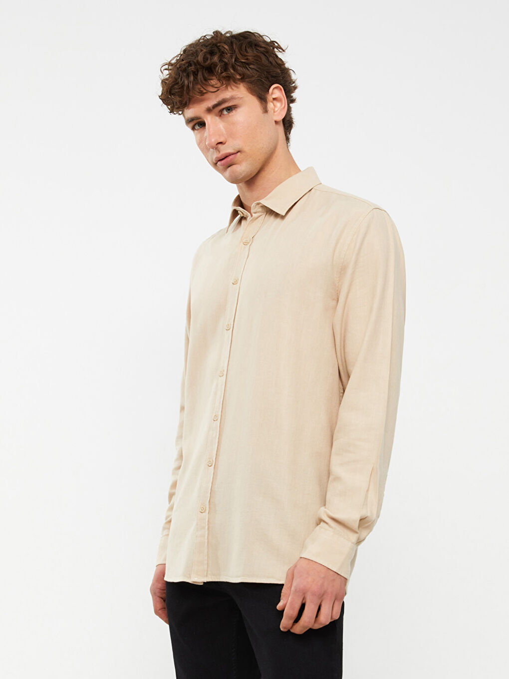 Рубашка из ткани Добби с длинным рукавом стандартного кроя для мужчин-1