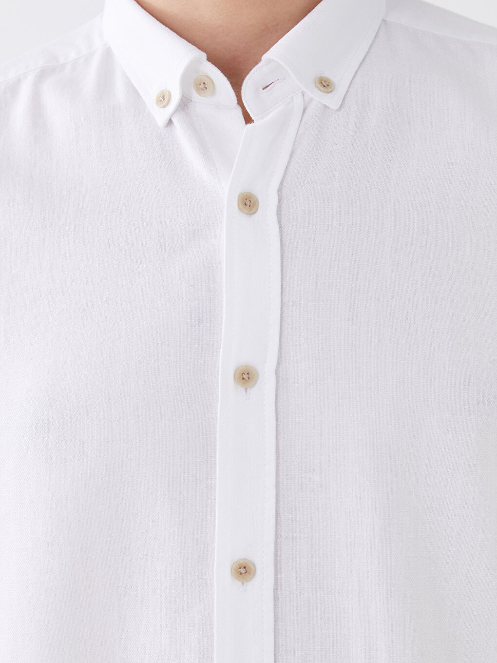 Beyaz Regular Fit Uzun Kollu Armürlü Erkek Gömlek-3
