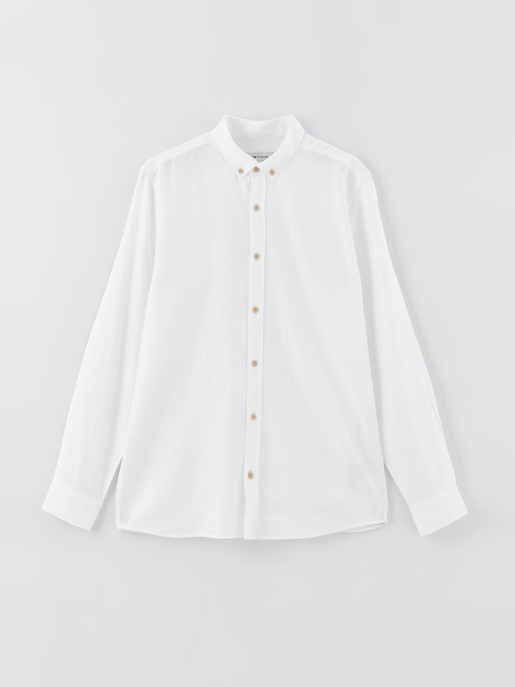 Beyaz Regular Fit Uzun Kollu Armürlü Erkek Gömlek-5