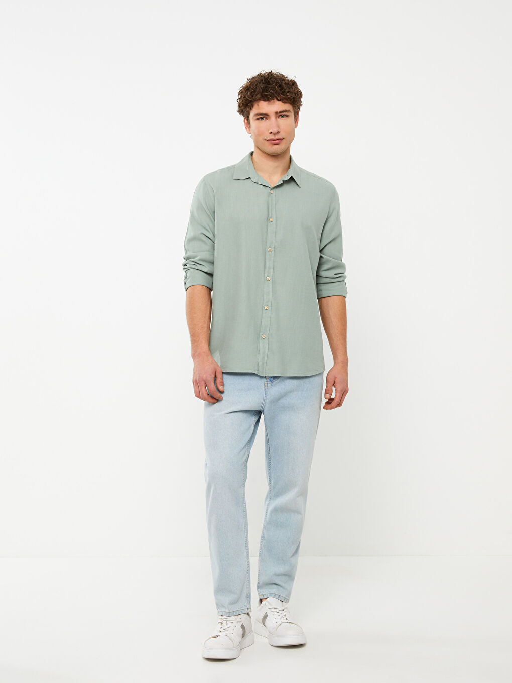 Рубашка из ткани Добби с длинным рукавом стандартного кроя для мужчин-2