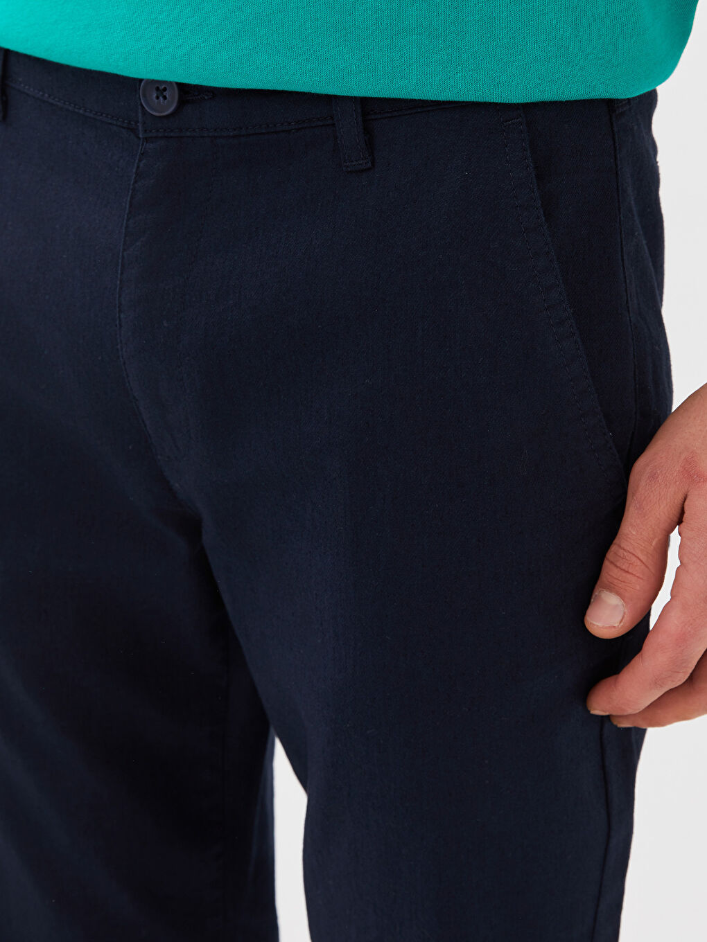 XSIDE Regular Fit Linen-Look Men's Trousers -S32878Z8-HRZ