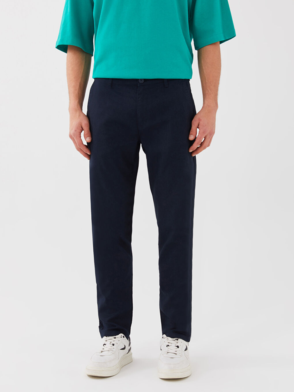 XSIDE Regular Fit Linen-Look Men's Trousers -S32878Z8-HRZ